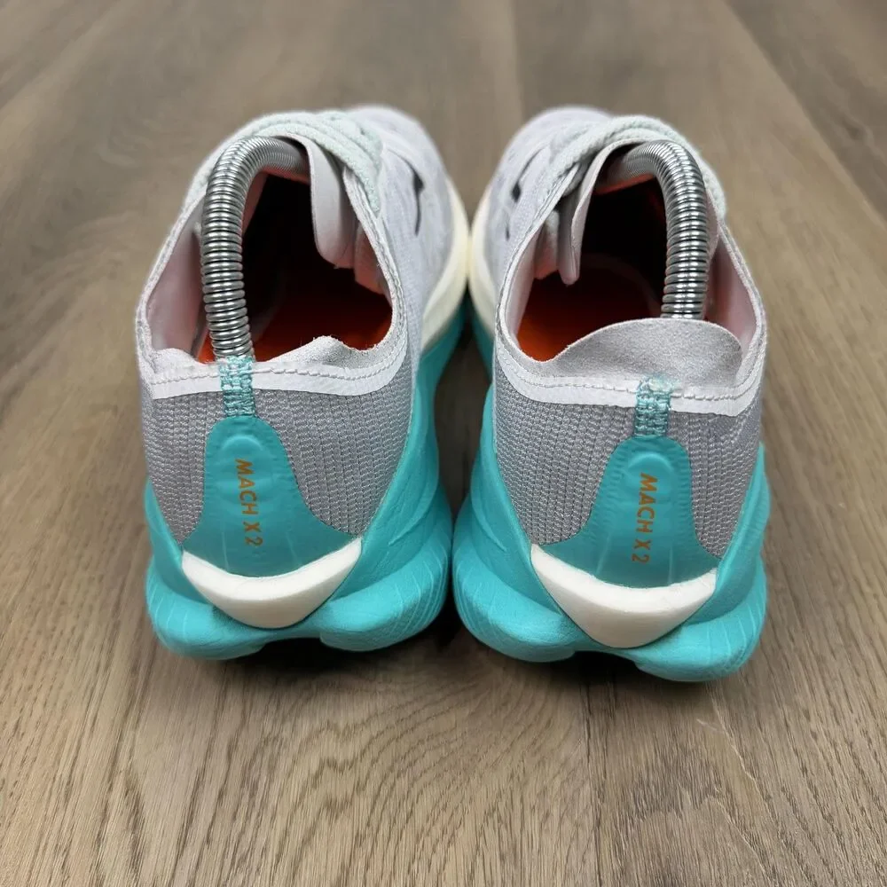 Hoka One One Mach X Shoes Womens Size 9.5 Gray Teal Mesh Running Cushioned